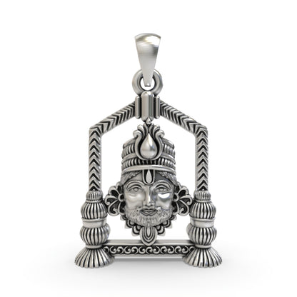 925 Silver Khatu Shyam Ji Face Pendant – Shyam Baba Devotional Jewelry | Spiritual Pendant for Devotees