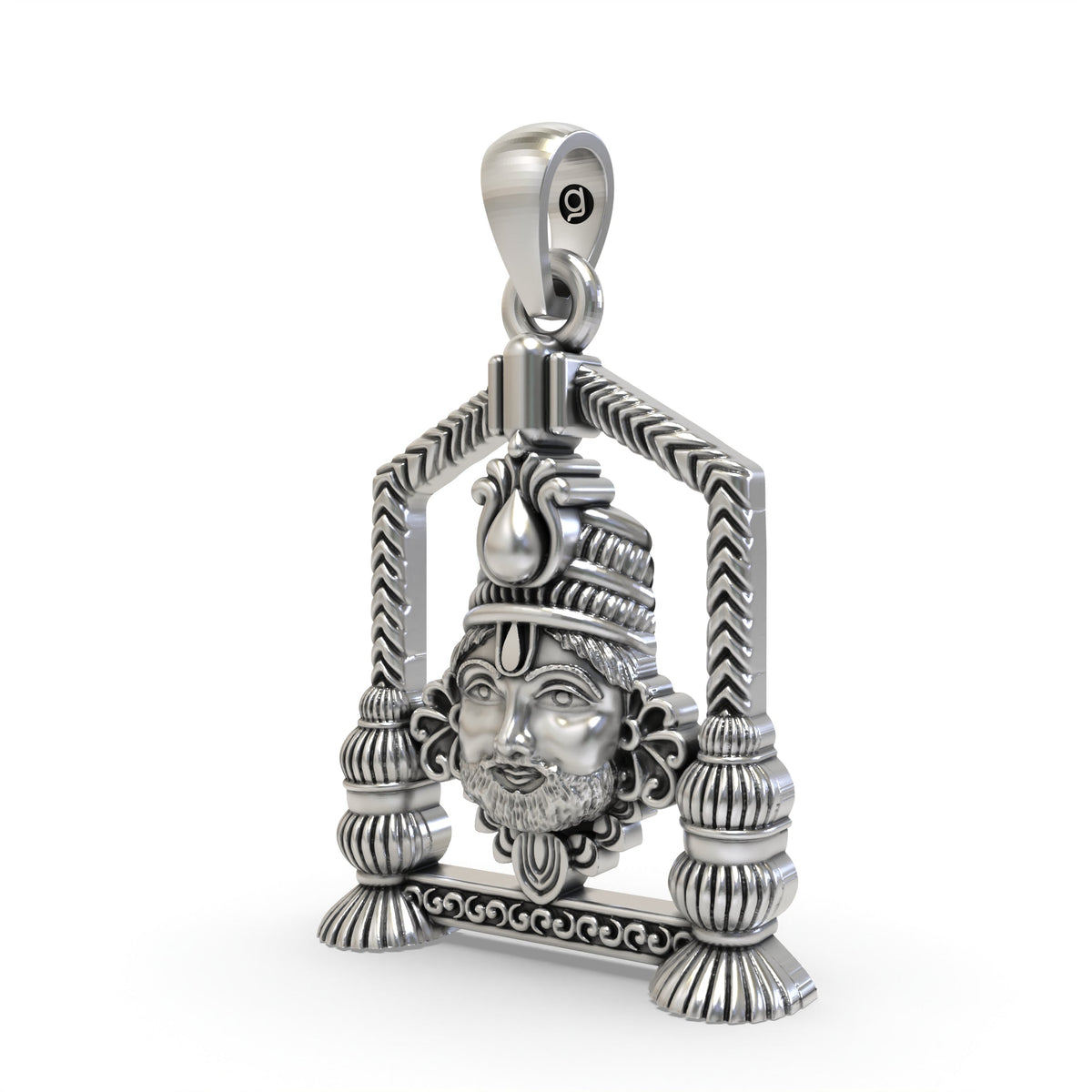 925 Silver Khatu Shyam Ji Face Pendant – Shyam Baba Devotional Jewelry | Spiritual Pendant for Devotees