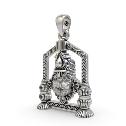 925 Silver Khatu Shyam Ji Face Pendant – Shyam Baba Devotional Jewelry | Spiritual Pendant for Devotees