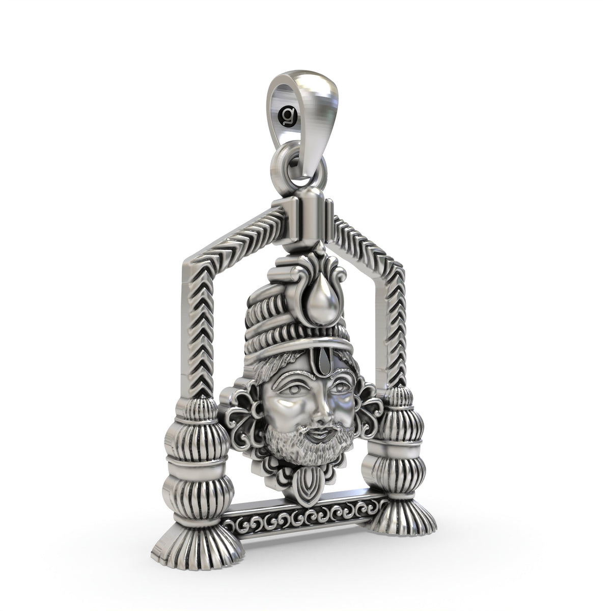 925 Silver Khatu Shyam Ji Face Pendant – Shyam Baba Devotional Jewelry | Spiritual Pendant for Devotees
