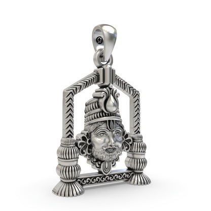 925 Silver Khatu Shyam Ji Face Pendant – Shyam Baba Devotional Jewelry | Spiritual Pendant for Devotees