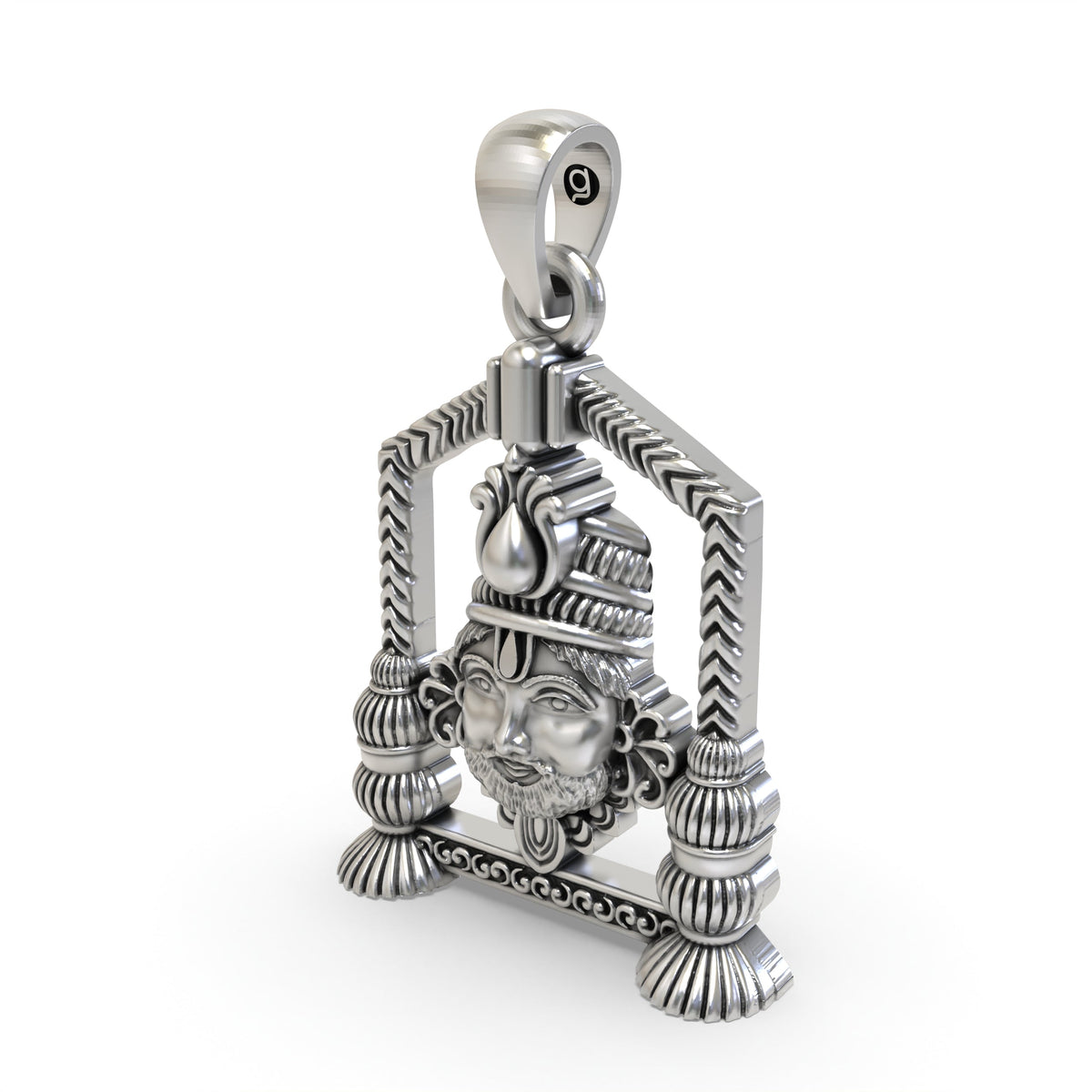 925 Silver Khatu Shyam Ji Face Pendant – Shyam Baba Devotional Jewelry | Spiritual Pendant for Devotees
