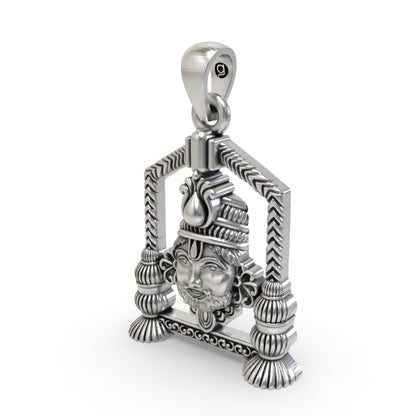 925 Silver Khatu Shyam Ji Face Pendant – Shyam Baba Devotional Jewelry | Spiritual Pendant for Devotees