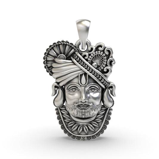 925 Silver Khatu Shyam Pendant – Handmade Shyam Baba Devotional Jewelry | Hindu God Pendant