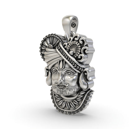 925 Silver Khatu Shyam Pendant – Handmade Shyam Baba Devotional Jewelry | Hindu God Pendant