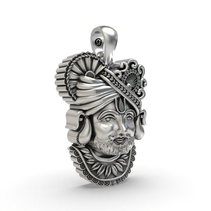 925 Silver Khatu Shyam Pendant – Handmade Shyam Baba Devotional Jewelry | Hindu God Pendant