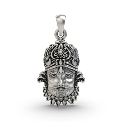 925 Silver Khatu Shyam Pendant – Antique Finish Shyam Baba Face | Divine Devotional Jewelry
