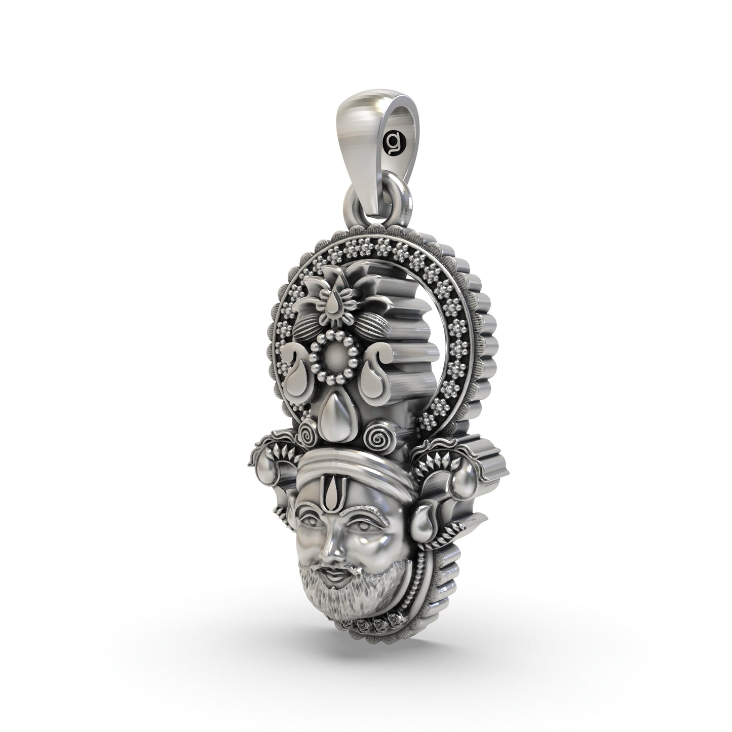 Divine Shri Khatu Shyam Ji Face Pendant in 925 Sterling Silver