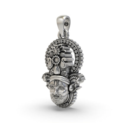 Divine Shri Khatu Shyam Ji Face Pendant in 925 Sterling Silver
