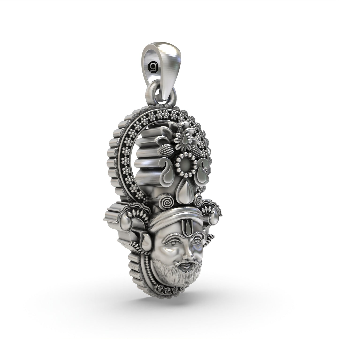 Divine Shri Khatu Shyam Ji Face Pendant in 925 Sterling Silver