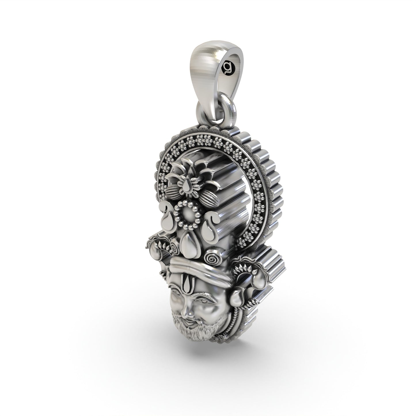 Divine Shri Khatu Shyam Ji Face Pendant in 925 Sterling Silver