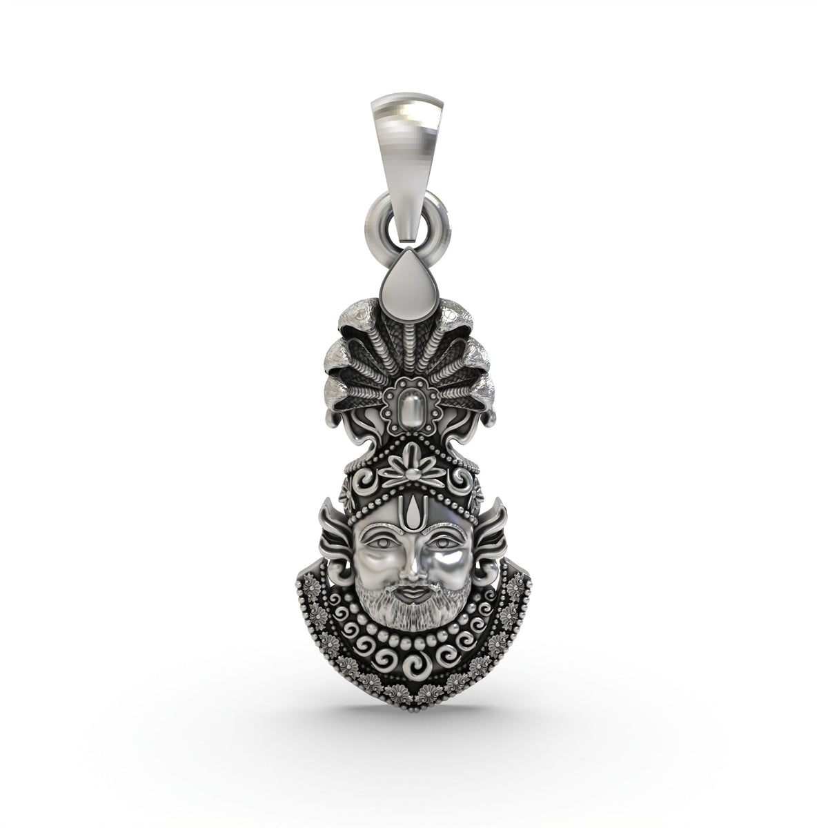 Auspicious 925 Sterling Silver Khatu Shyam Baba Face Pendant