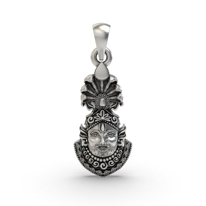 Auspicious 925 Sterling Silver Khatu Shyam Baba Face Pendant