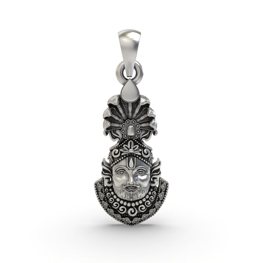 Auspicious 925 Sterling Silver Khatu Shyam Baba Face Pendant