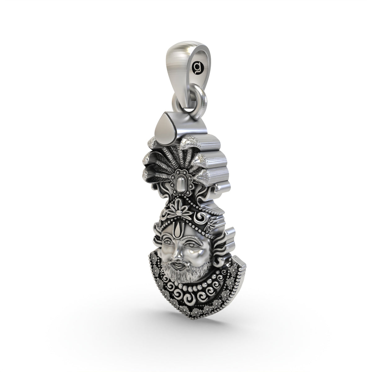 Auspicious 925 Sterling Silver Khatu Shyam Baba Face Pendant