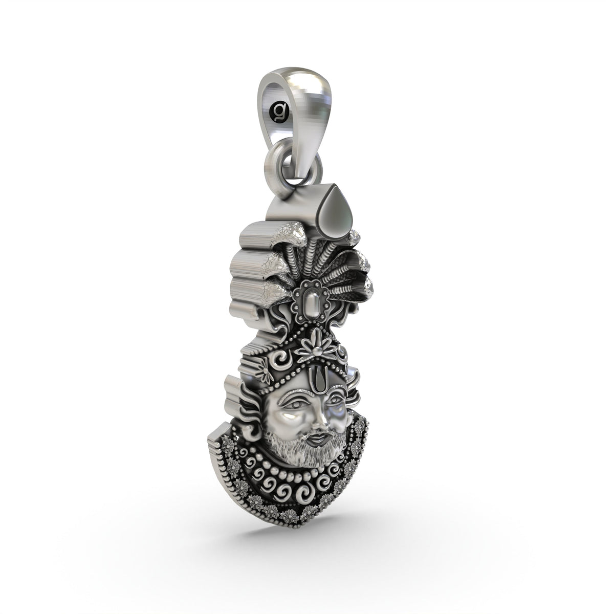 Auspicious 925 Sterling Silver Khatu Shyam Baba Face Pendant