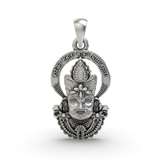 925 Silver Shyam Baba Face Pendant – Khatu Shyam Ji | Powerful Spiritual & Devotional Jewelry