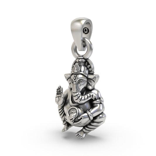 925 Silver Ganpati Bapa Pendant – Lord Ganesha | Handmade Hindu God Jewelry for Wisdom & Blessings