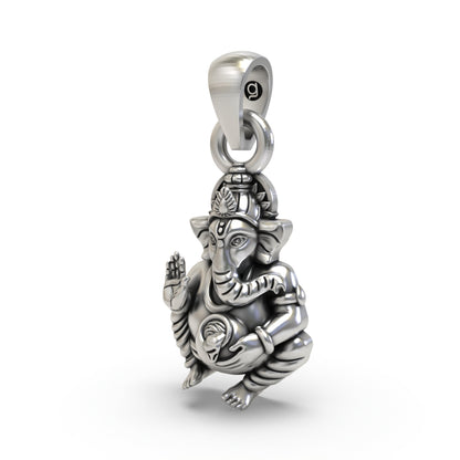 925 Silver Ganpati Bapa Pendant – Lord Ganesha | Handmade Hindu God Jewelry for Wisdom & Blessings
