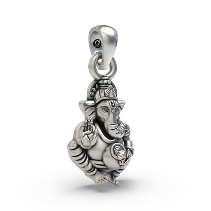 925 Silver Ganpati Bapa Pendant – Lord Ganesha | Handmade Hindu God Jewelry for Wisdom & Blessings
