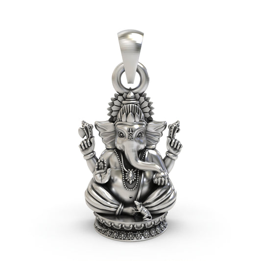 925 Silver Ganpati Bappa Face Pendant | Divine Protection Jewelry | Shukan