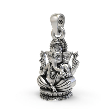 925 Silver Ganpati Bappa Face Pendant | Divine Protection Jewelry | Shukan