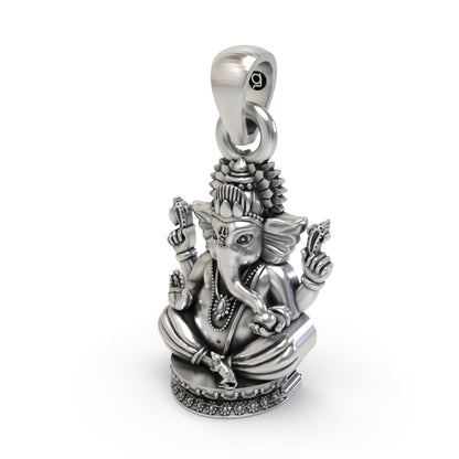 925 Silver Ganpati Bappa Face Pendant | Divine Protection Jewelry | Shukan