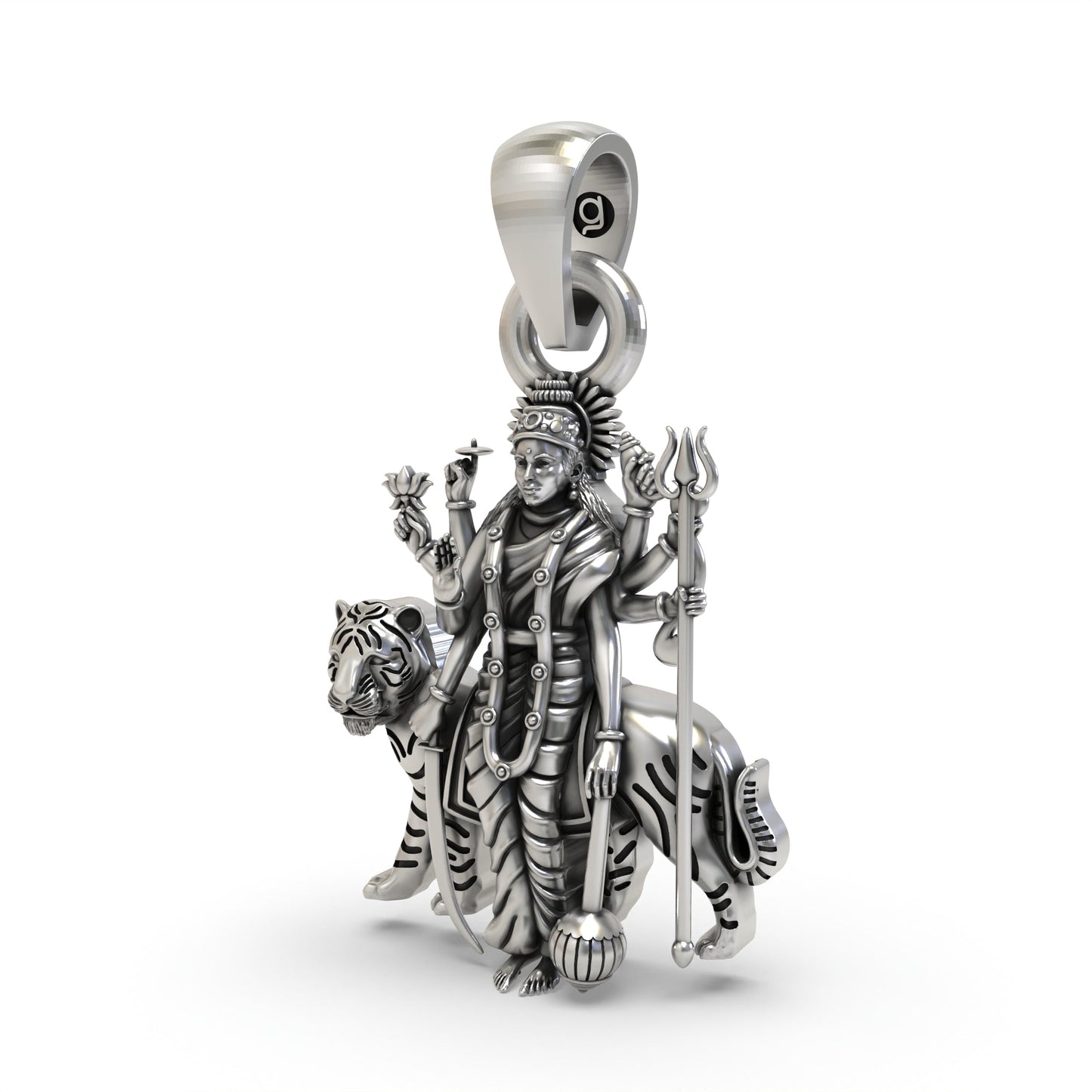 925 Silver Durga Maa Pendant | Divine Goddess Jewelry