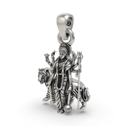 925 Silver Durga Maa Pendant | Divine Goddess Jewelry