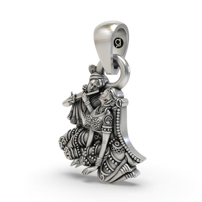 925 Silver Radha Krishna Pendant | Divine Love Jewelry