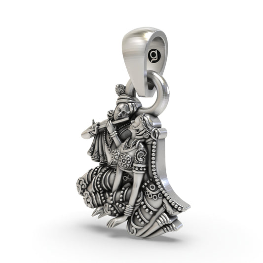 925 Silver Radha Krishna Pendant | Divine Love Jewelry