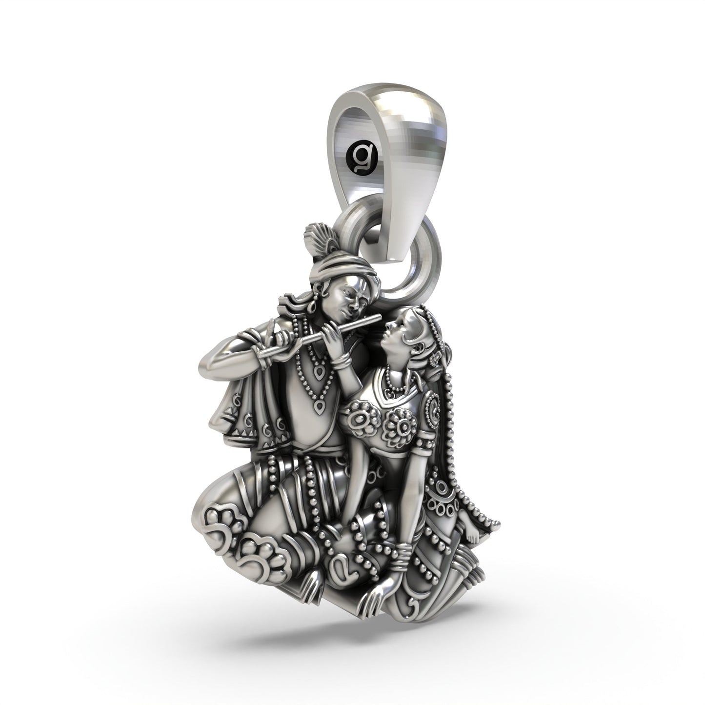 925 Silver Radha Krishna Pendant | Divine Love Jewelry
