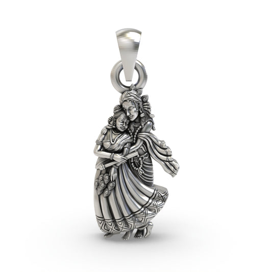 925 Silver Radha Krishna Pendant | Divine Love Jewelry