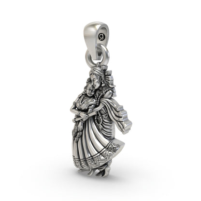 925 Silver Radha Krishna Pendant | Divine Love Jewelry