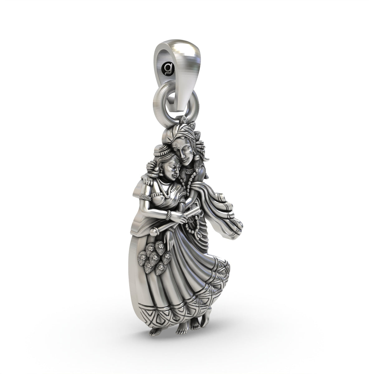 925 Silver Radha Krishna Pendant | Divine Love Jewelry