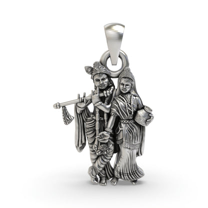 925 Silver Radha Krishna Pendant | Divine Love Jewelry