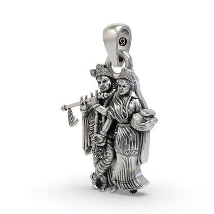 925 Silver Radha Krishna Pendant | Divine Love Jewelry