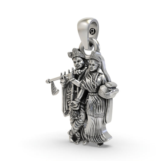 925 Silver Radha Krishna Pendant | Divine Love Jewelry
