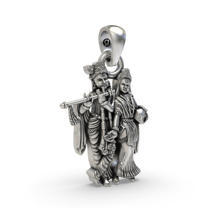 925 Silver Radha Krishna Pendant | Divine Love Jewelry