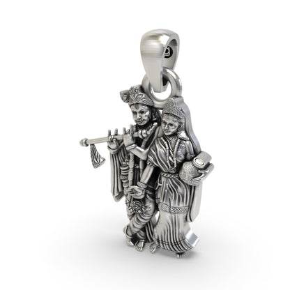 925 Silver Radha Krishna Pendant | Divine Love Jewelry