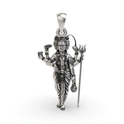 925 Silver Guru Dattatreya Pendant | Tridev Spiritual Jewelry