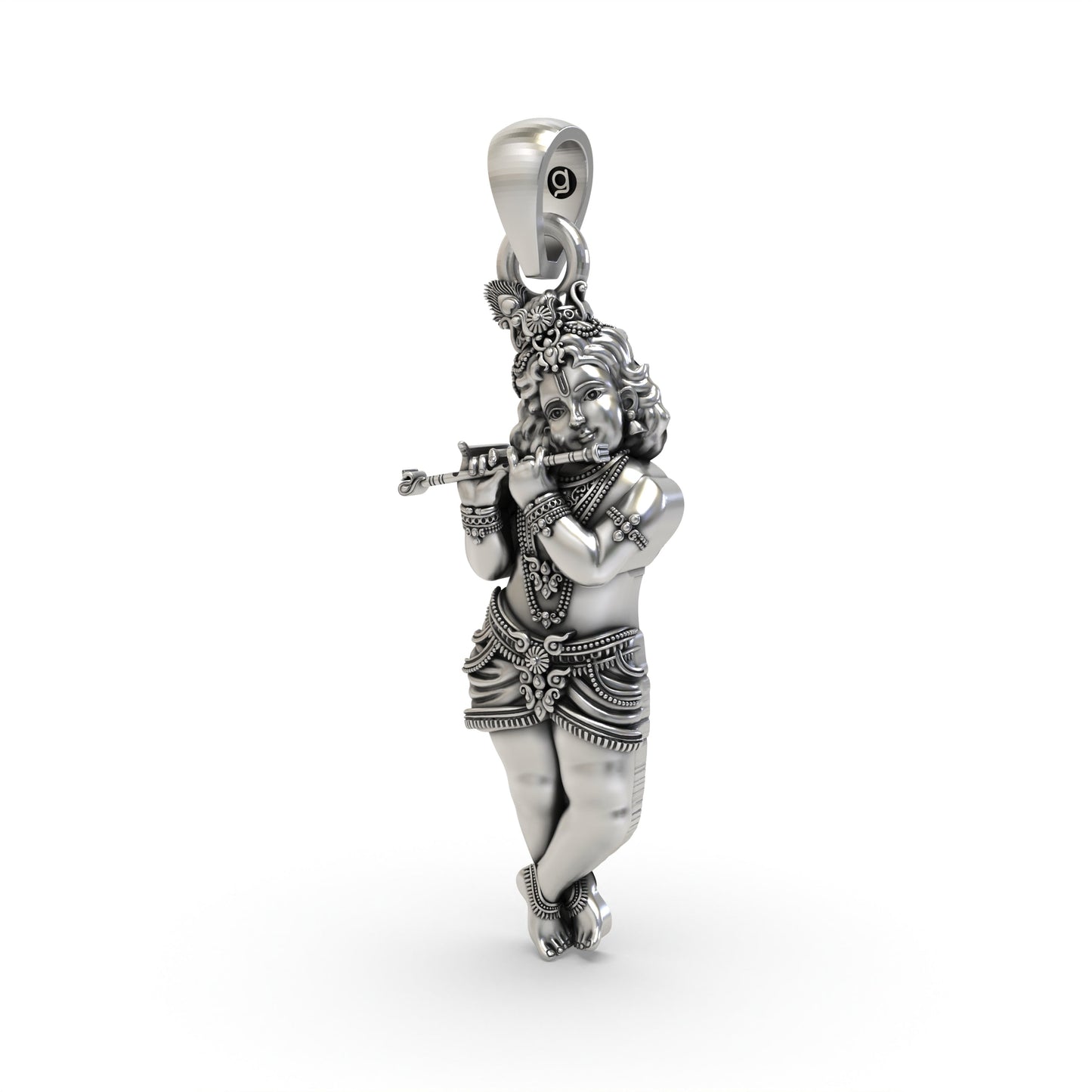 925 Silver Krishna Pendant | Lord Krishna Flute Devotional Jewelry