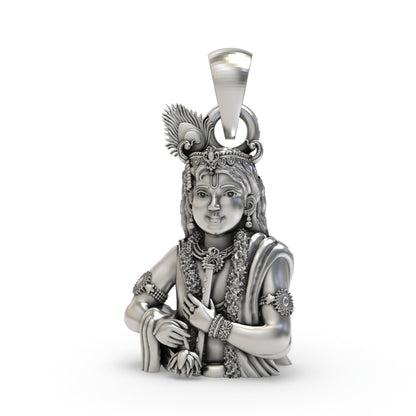 925 Silver Krishna Pendant – Lord Krishna Flute Necklace | Handmade Spiritual Jewelry for Men & Women