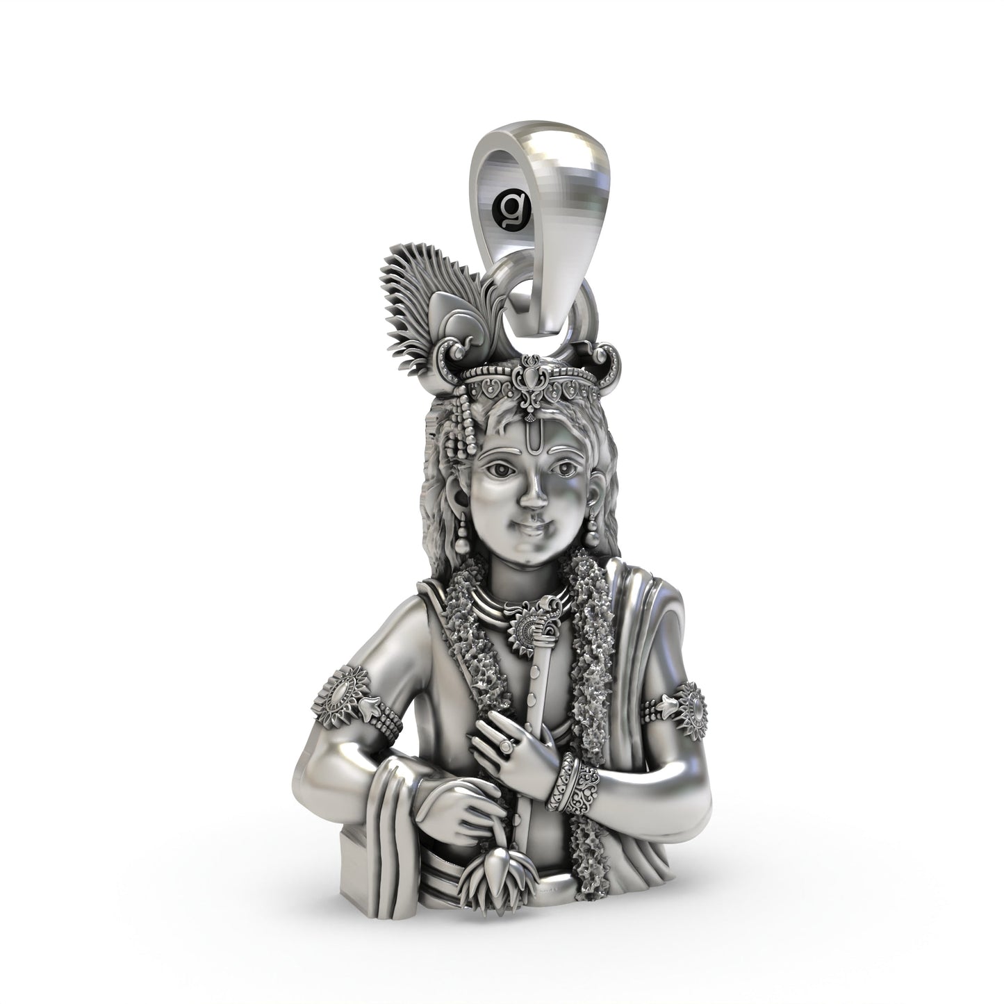 925 Silver Krishna Pendant – Lord Krishna Flute Necklace | Handmade Spiritual Jewelry for Men & Women