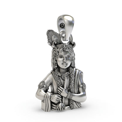 925 Silver Krishna Pendant – Lord Krishna Flute Necklace | Handmade Spiritual Jewelry for Men & Women