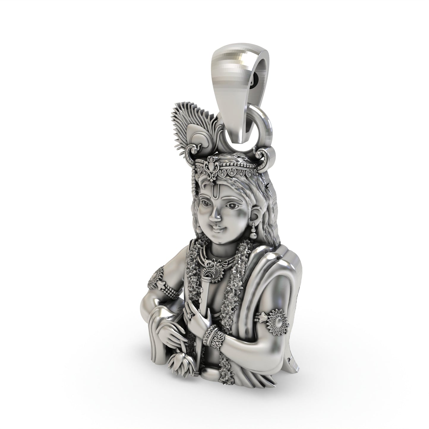 925 Silver Krishna Pendant – Lord Krishna Flute Necklace | Handmade Spiritual Jewelry for Men & Women