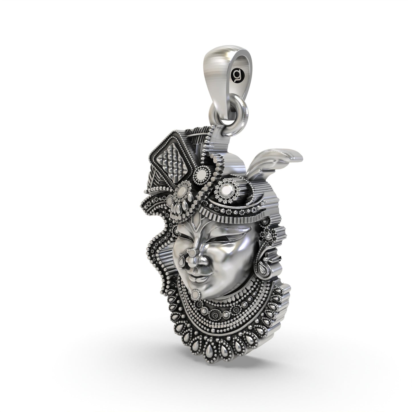 925 Silver Shrinathji Face Pendant – Nathdwara Krishna Jewelry | Handmade Spiritual Pendant for Devotees