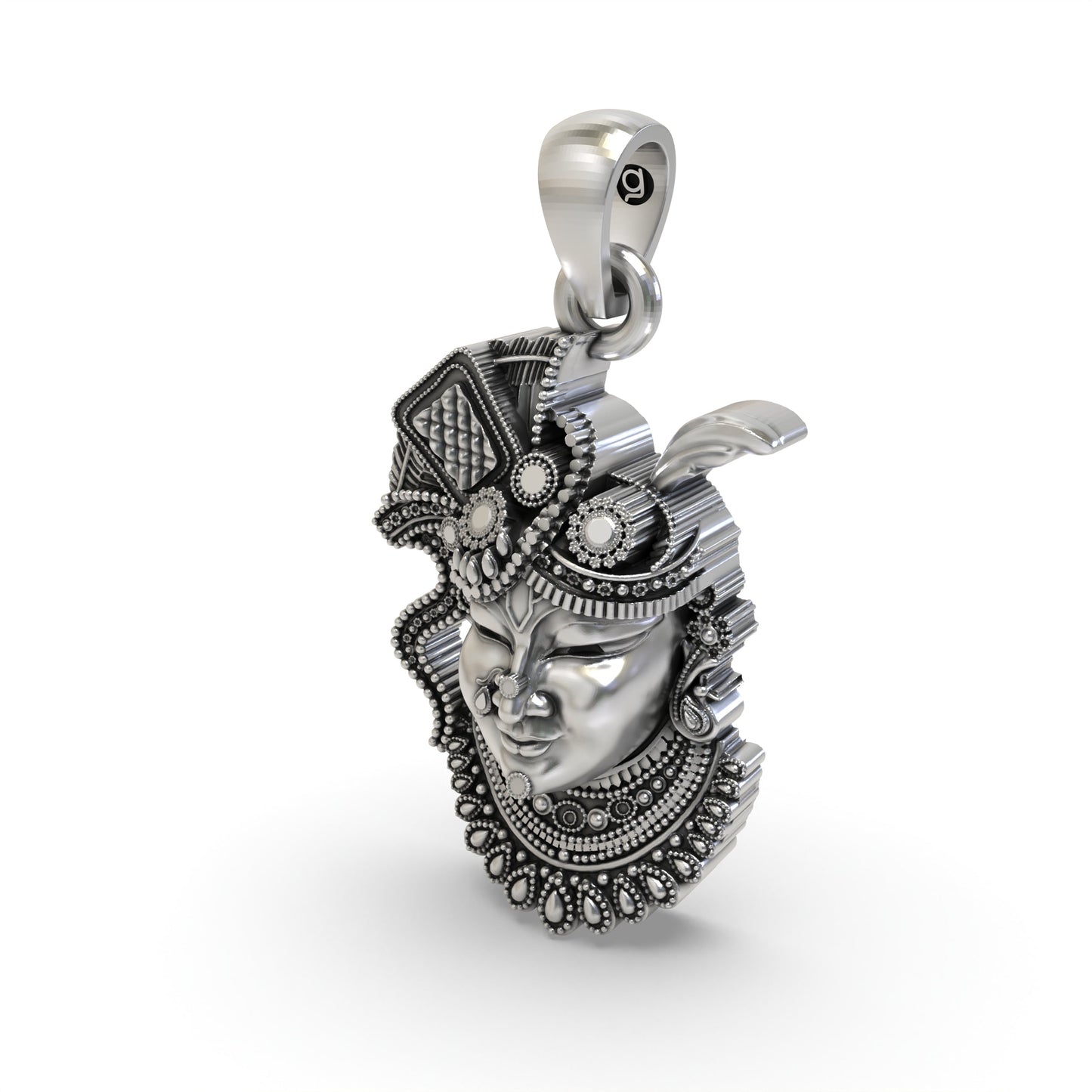 925 Silver Shrinathji Face Pendant – Nathdwara Krishna Jewelry | Handmade Spiritual Pendant for Devotees