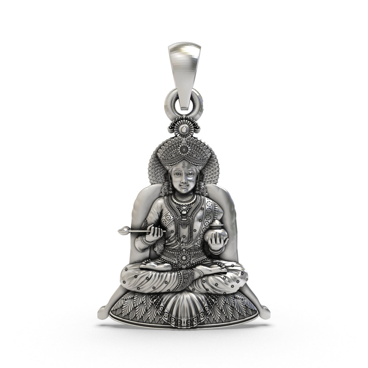 925 Silver Maa Annapurna Devi Pendant – Sacred Nourishment Locket