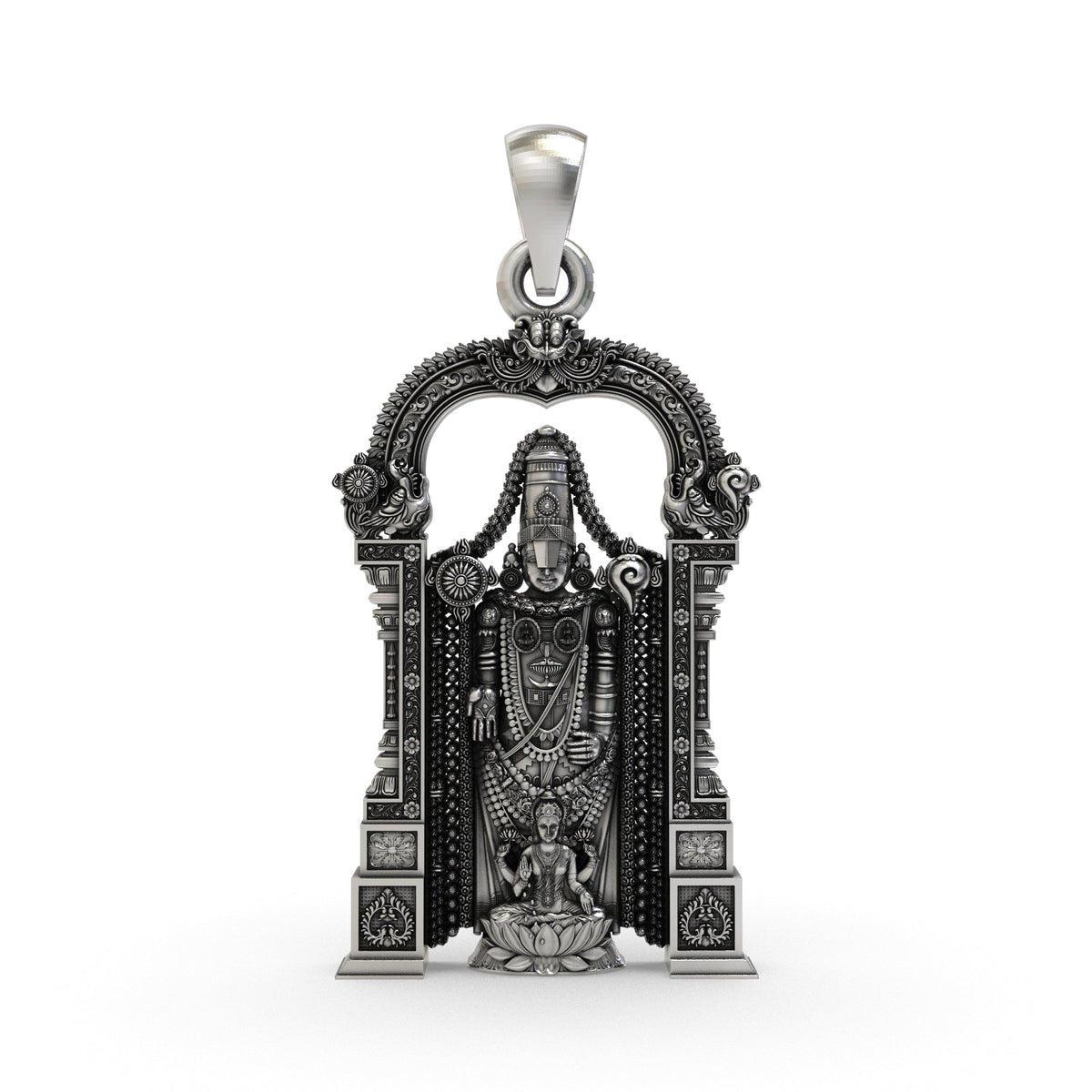 925 Silver Tirupati Balaji & Goddess Lakshmi Devotional Pendant
